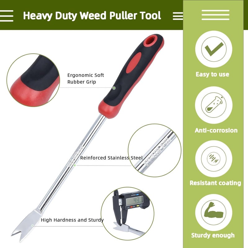 KLDOLLAR Weed Puller Tool, Dandelion Weeder Puller Tool with Soft Handle, Two-Pronged Fork Weed Remover Tool for Easy Weed Removal, Stainless Steel Garden Weeder Tool for Lawn Farmland Gardening Tools - Image 3